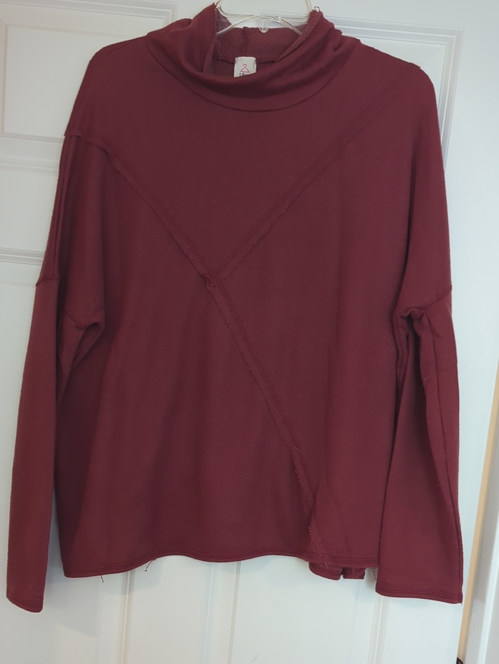 Women's Long Sleeve Burgundy Turtleneck Top